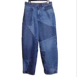 Zara high-rise patchwork relaxed fit jeans 8